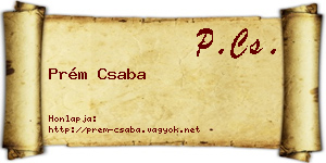 Prém Csaba névjegykártya